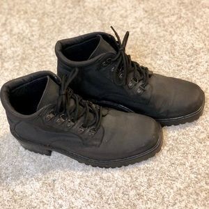 Black weather protection lace up boots